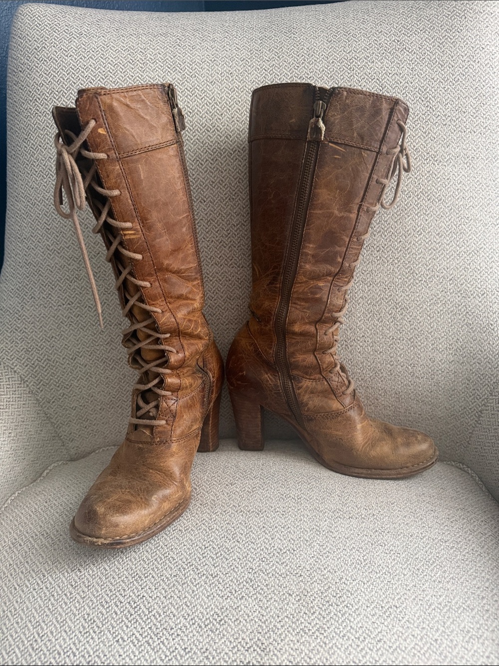 Frye Tall Brown Lace-Up Leather Women’s Boots